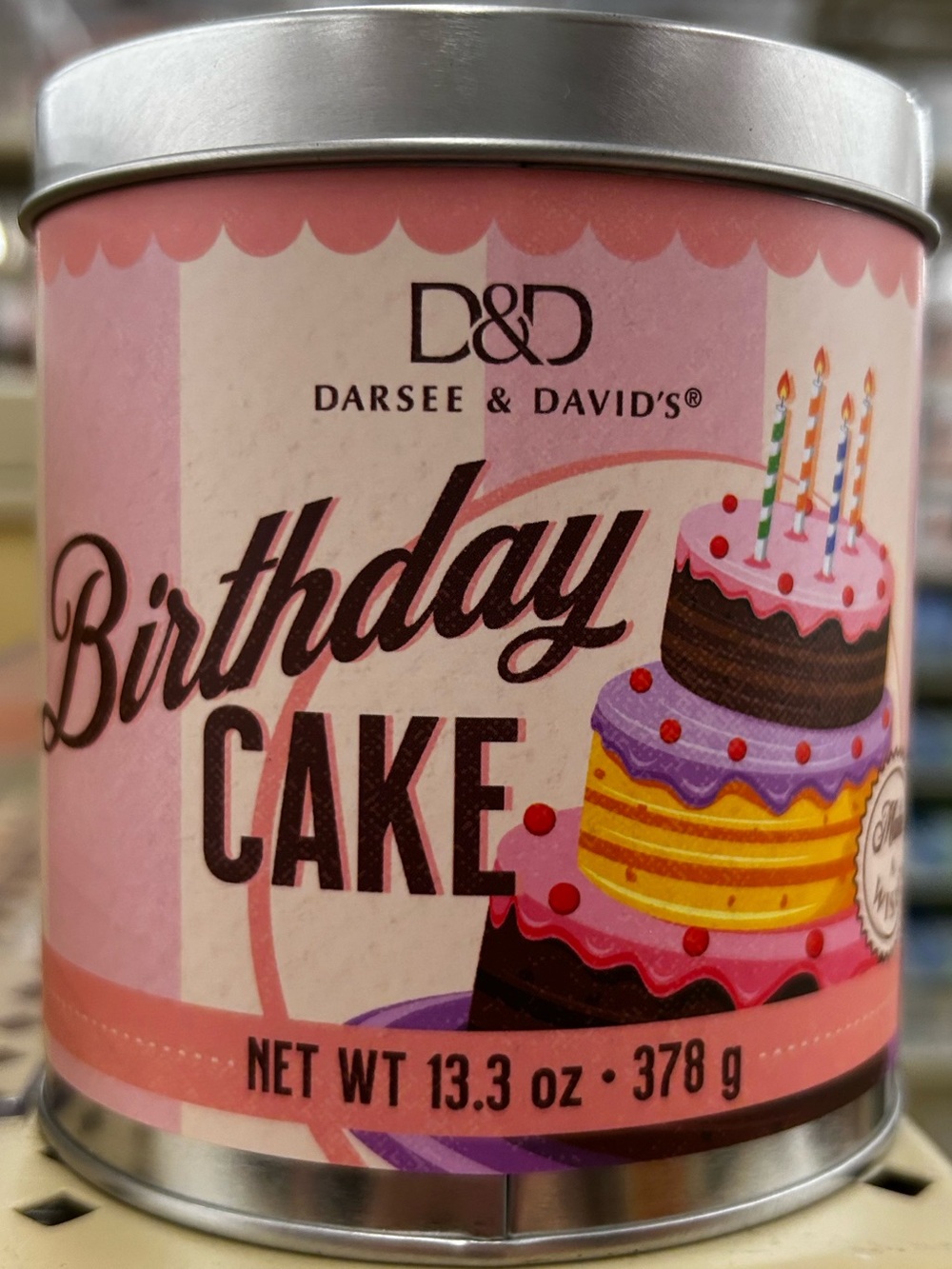 Birthday Cake Scented Tin Candle - Pink